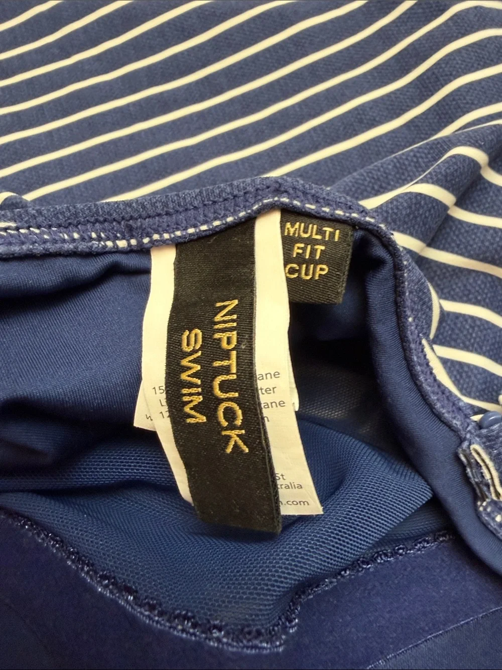 Niptuck Swim Blue White Striped One Piece Swimsuit Multi Fit Cup Tummy Control